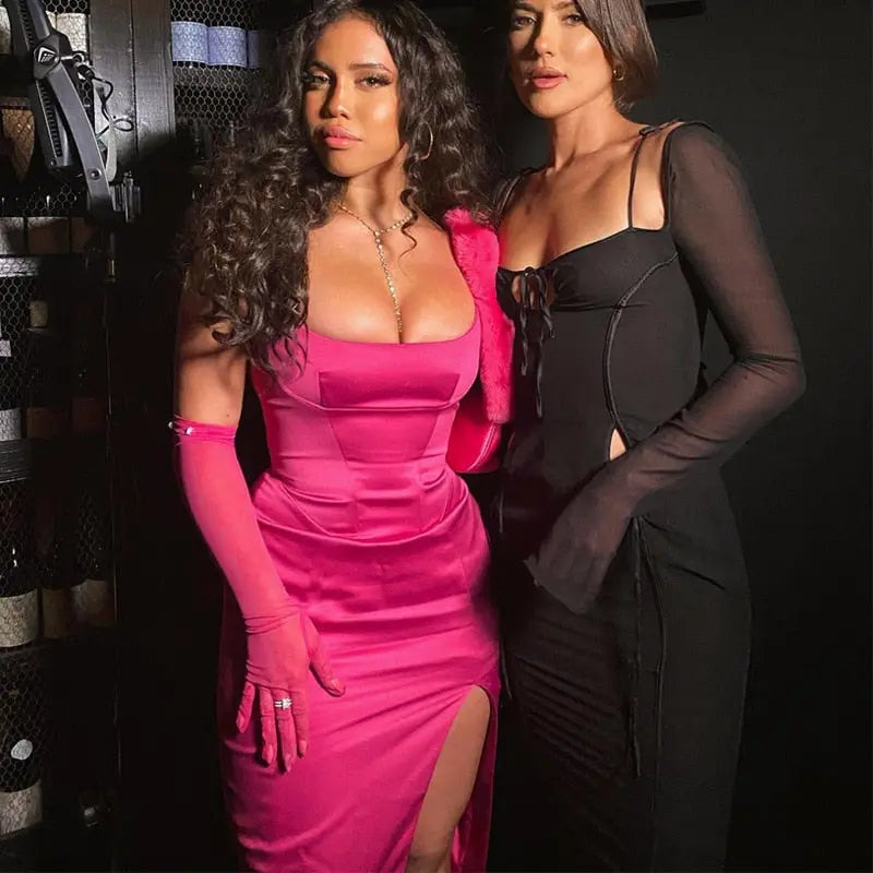 Satin Bodycon Dress - GLR SHOPPING