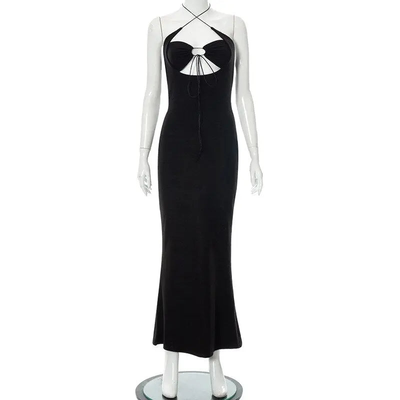 Backless Halter Long Dress - GLR SHOPPING