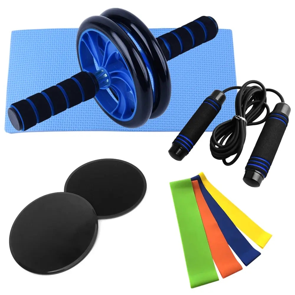 Muscle Exercise Equipment Abdominal Press Wheel Roller Home Fitness Equipment Gym Roller Trainer with Push UP Bar Jump Rope - GLR SHOPPING