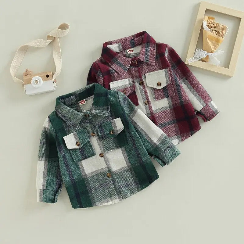 Toddler Plaid Patchwork Long Sleeve - GLR SHOPPING