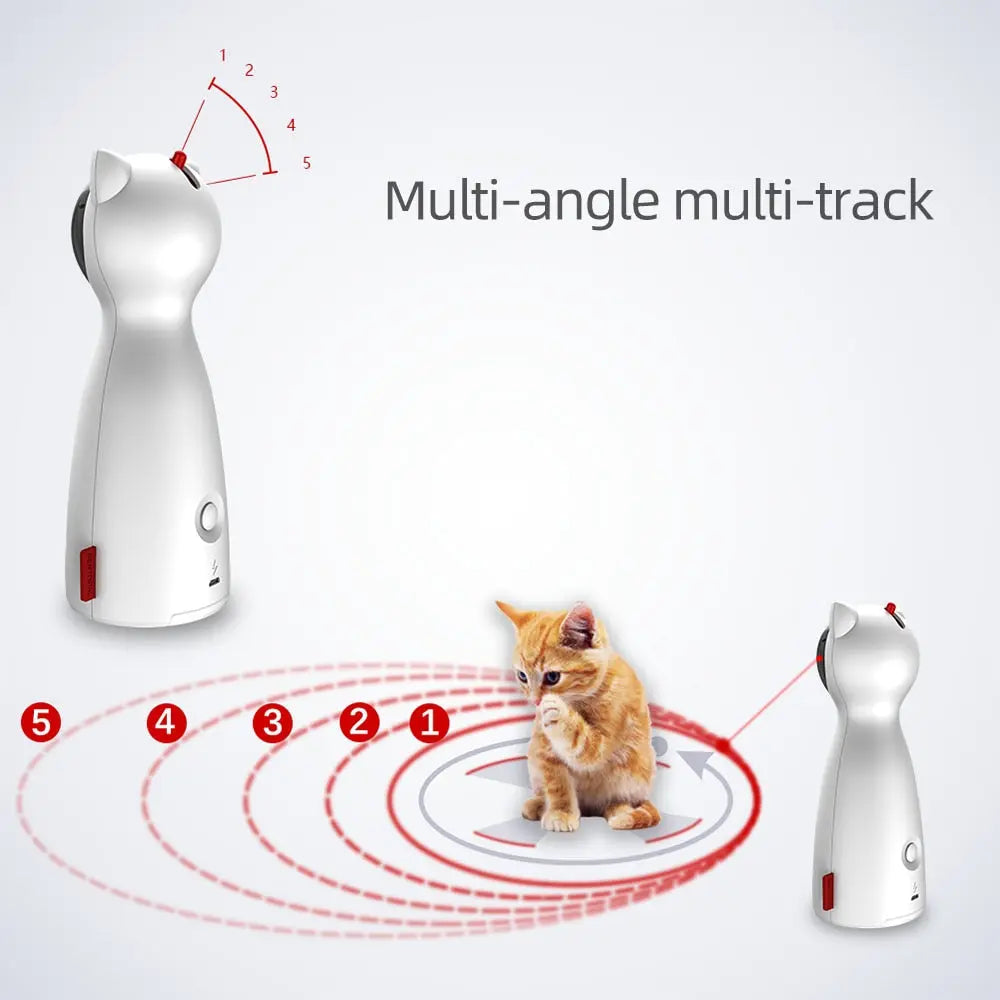 Cat Interactive Toy LED Laser Funny Toy Auto Rotating Cat Exercise Training Entertaining Toy Multi-Angle Adjustable USB Charge - GLR SHOPPING
