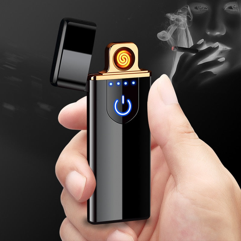 Windproof electronic ultra-thin USB cigarette lighter