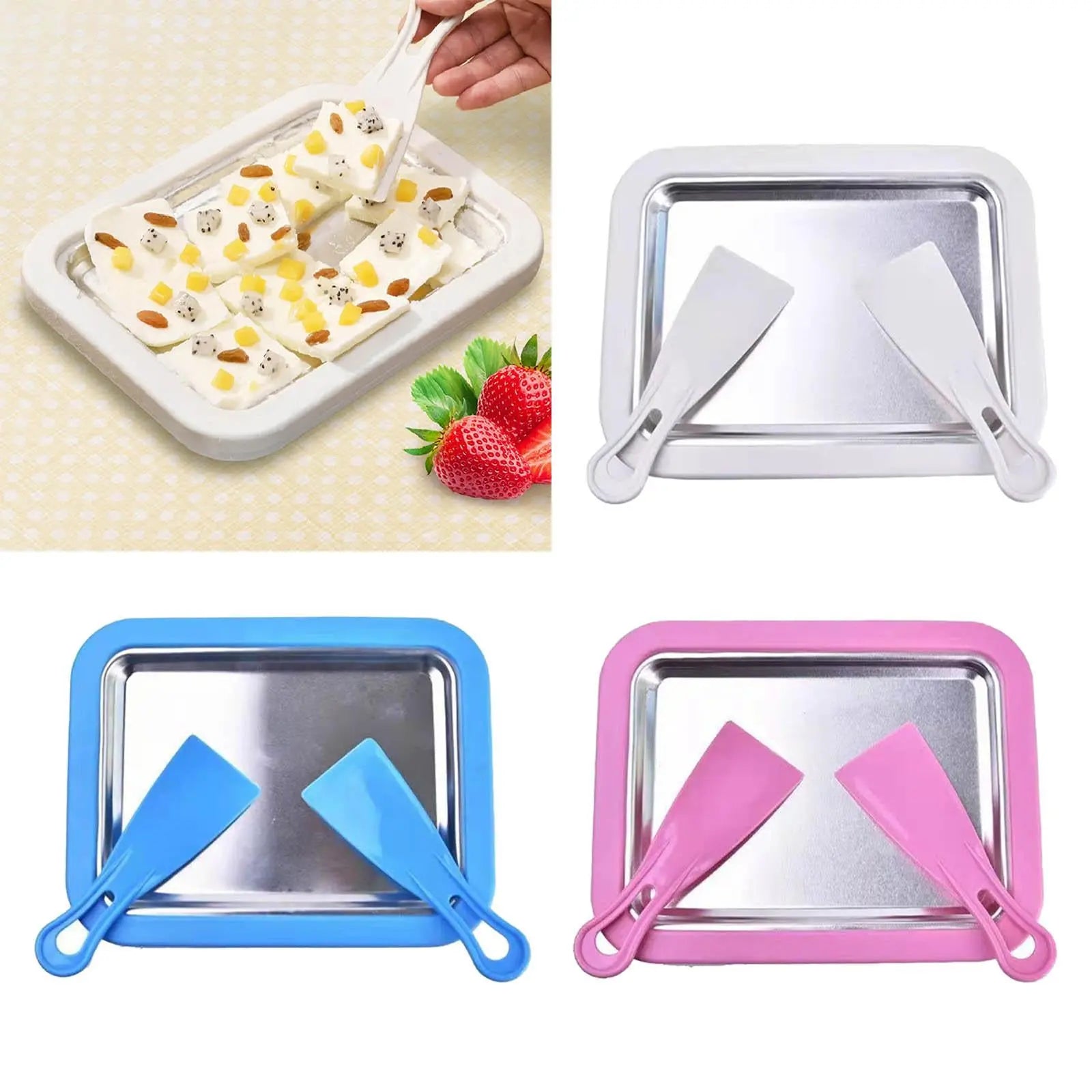 Ice Cream Roller Plate with 2 Spatulas - GLR SHOPPING