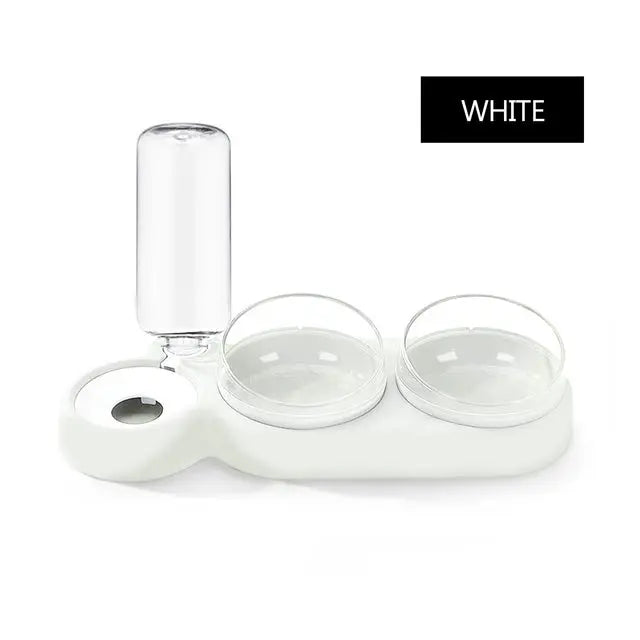 Pet Bowl Double Bowls Food Water Feeder With Auto Water Dispenser - GLR SHOPPING