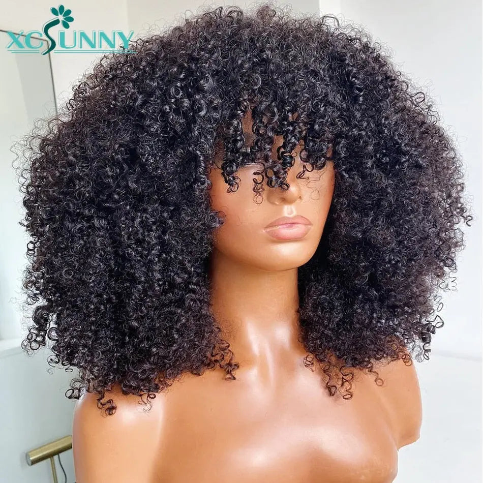 Curly Wig With Bangs - GLR SHOPPING