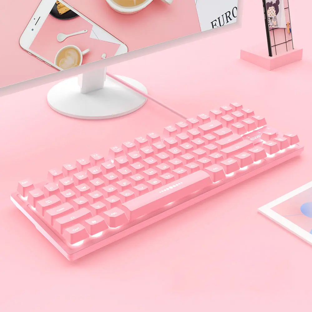 Cute Pink Wired Keyboard and Mouse Set - GLR SHOPPING
