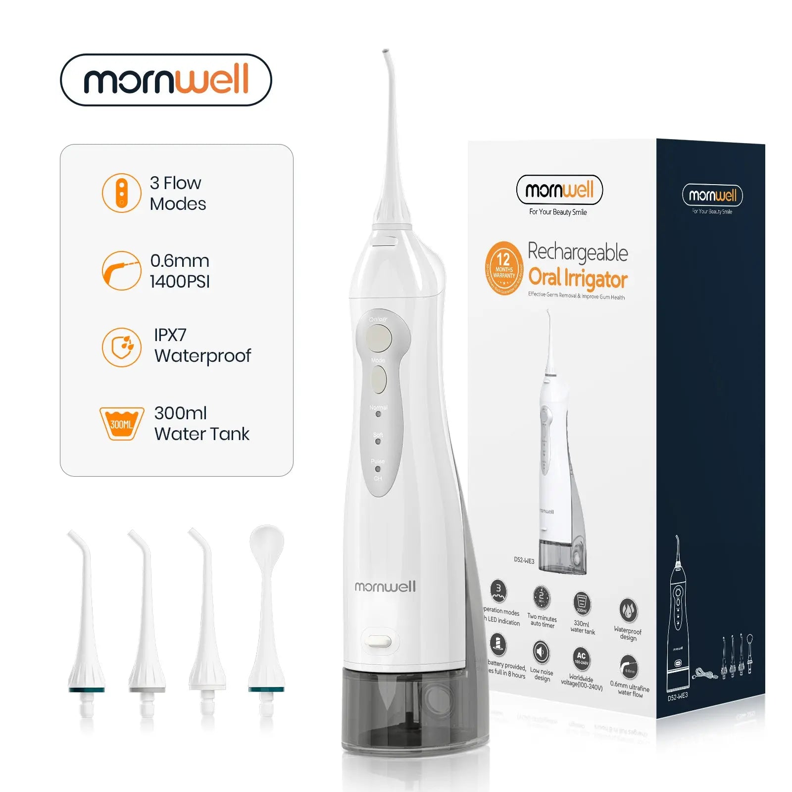 Oral Irrigator Water Flosser Portable Dental Water Jet 300ML - GLR SHOPPING