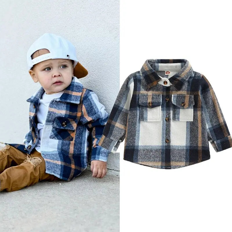 Toddler Plaid Patchwork Long Sleeve - GLR SHOPPING