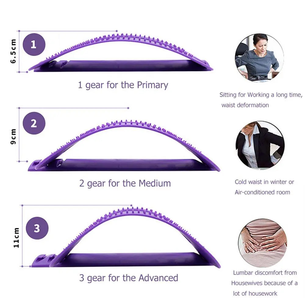 1pc Back Stretch Equipment Massager Massageador Magic Stretcher Fitness Lumbar Support Relaxation Spine Pain Relief random color - GLR SHOPPING