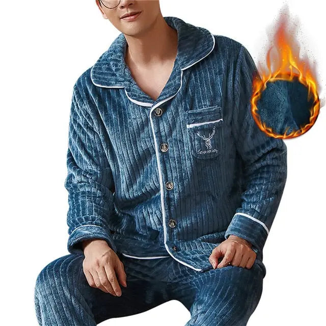 Mens Coral Fleece Sleepwear Pajamas - GLR SHOPPING