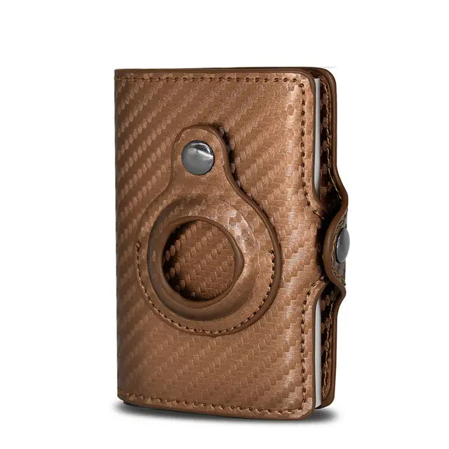a brown leather case with a camera on it