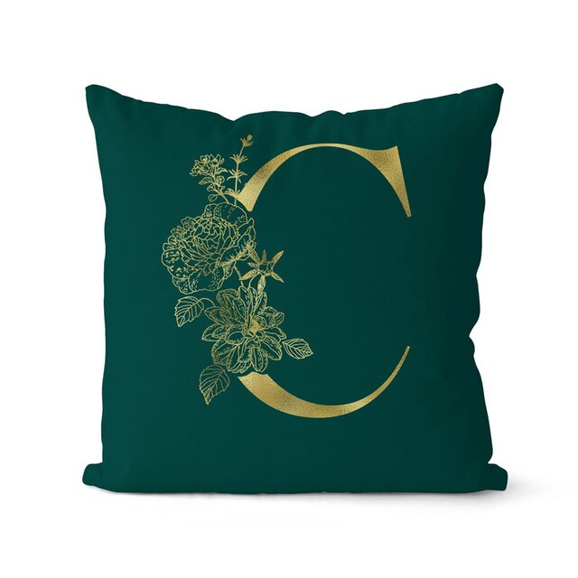 Green Pillowcase Gold Letters