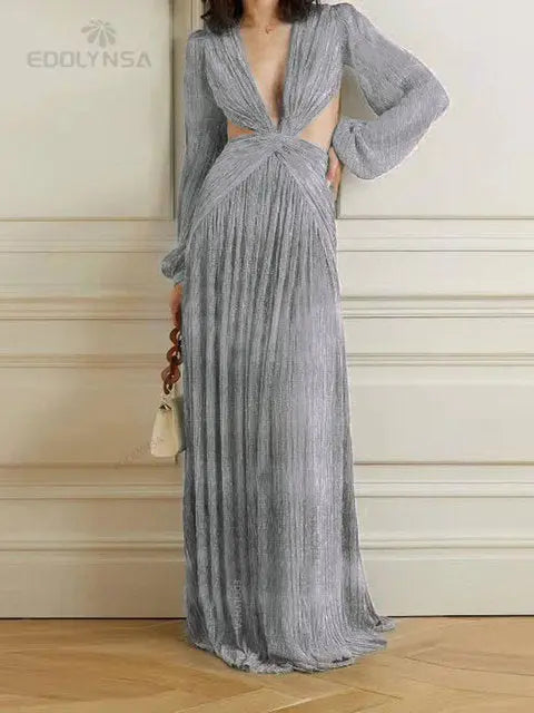 Women's Long Lantern Sleeve Dress - GLR SHOPPING