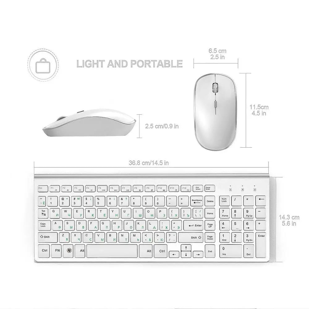 Wireless Ergonomic Thin Keyboard Mouse Set - GLR SHOPPING