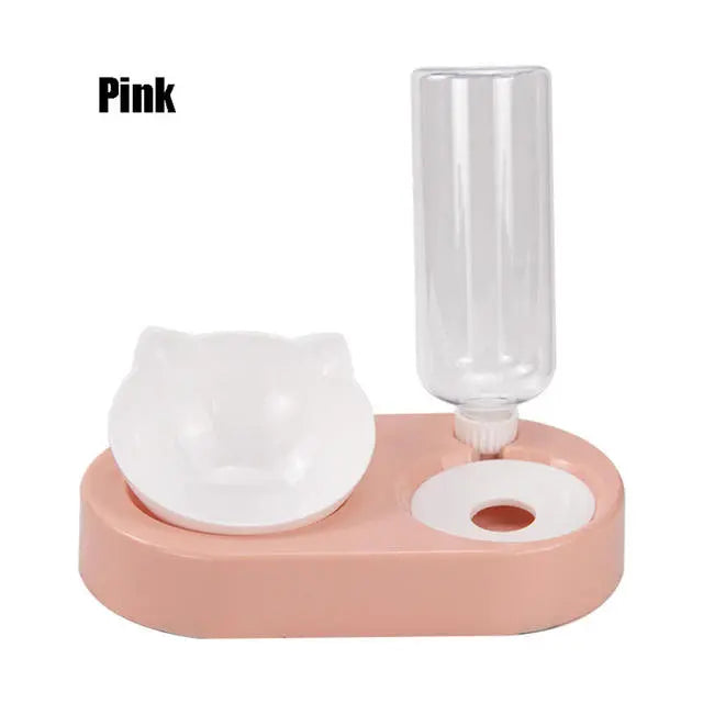Pet Bowl Double Bowls Food Water Feeder With Auto Water Dispenser - GLR SHOPPING