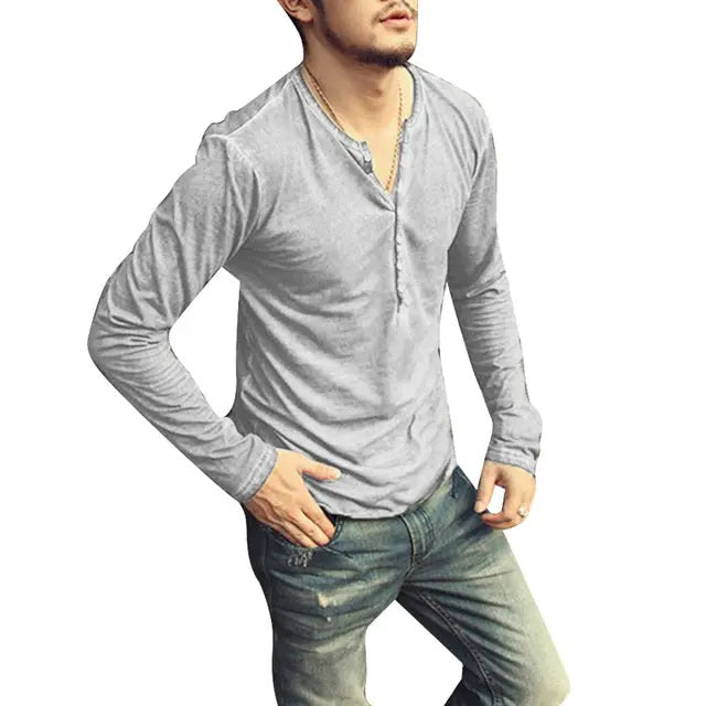 Tee Shirt V-Neck Long Sleeve - GLR SHOPPING