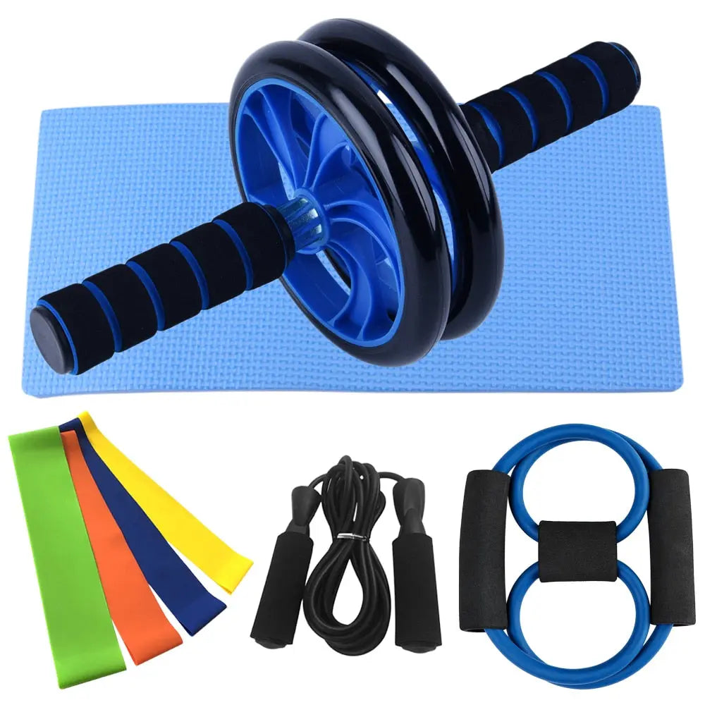 Muscle Exercise Equipment Abdominal Press Wheel Roller Home Fitness Equipment Gym Roller Trainer with Push UP Bar Jump Rope - GLR SHOPPING