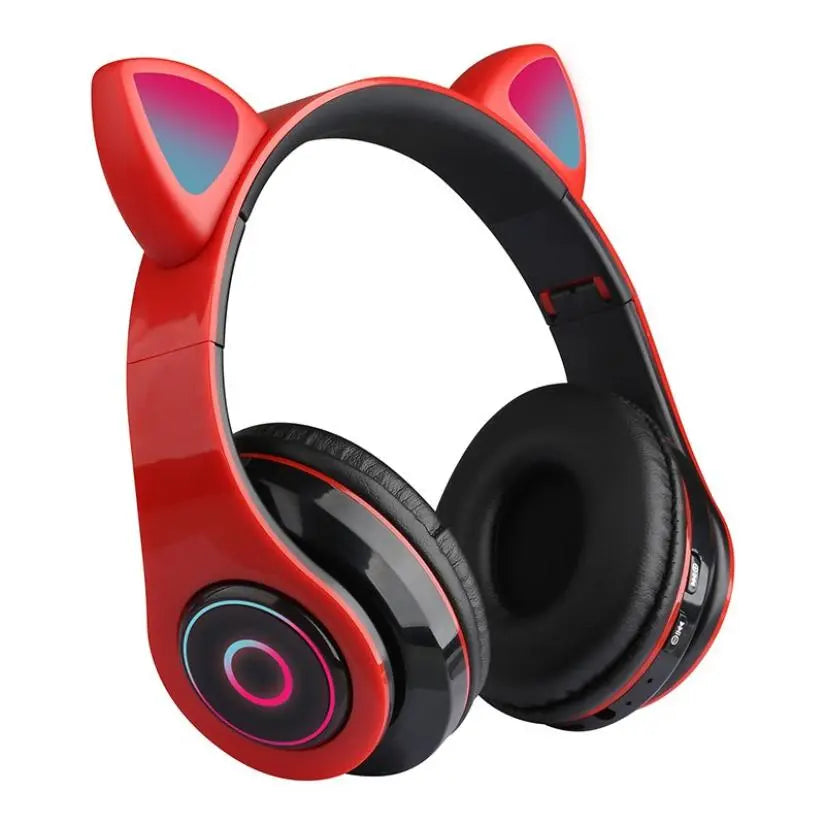 New Arrival LED Cat Ear Noise Cancelling Headphones Bluetooth 5.0 Young People Kids Headset Support TF Card 3.5mm Plug with Mic - GLR SHOPPING