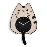 3D Wooden Cartoon Cats Wall Clock