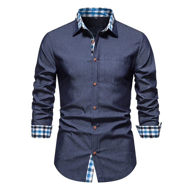 Plaid Patchwork Formal Shirts for Men