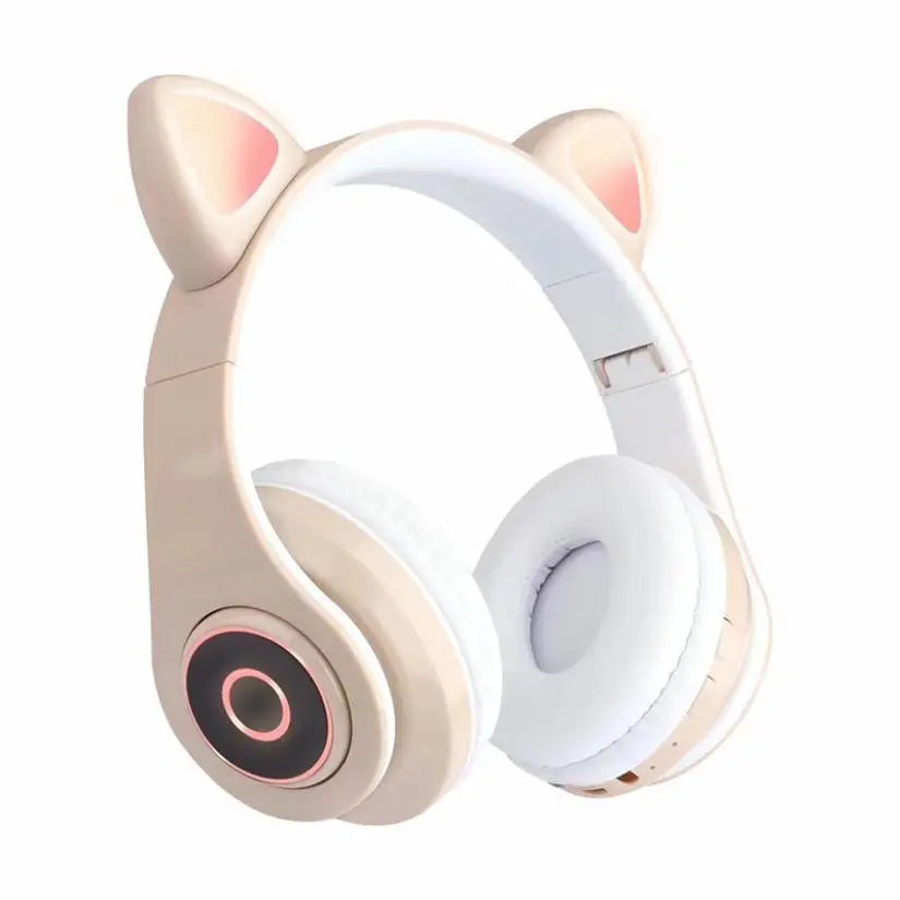 New Arrival LED Cat Ear Noise Cancelling Headphones Bluetooth 5.0 Young People Kids Headset Support TF Card 3.5mm Plug with Mic - GLR SHOPPING
