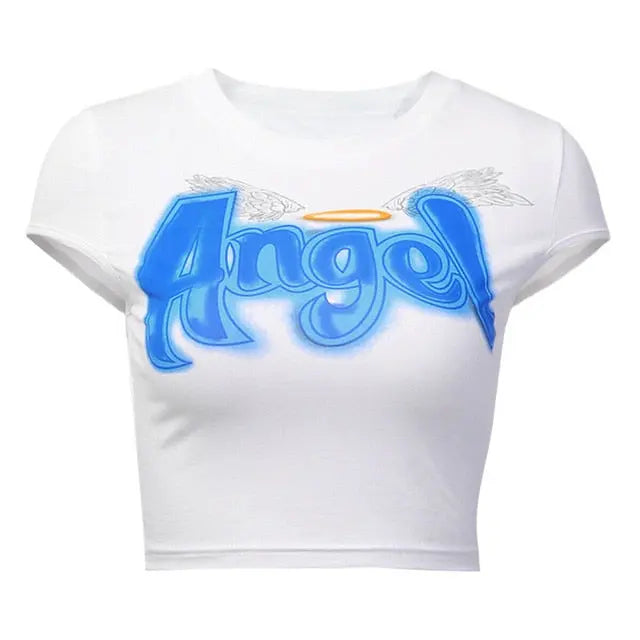 Angel Letter Printed Tees - GLR SHOPPING