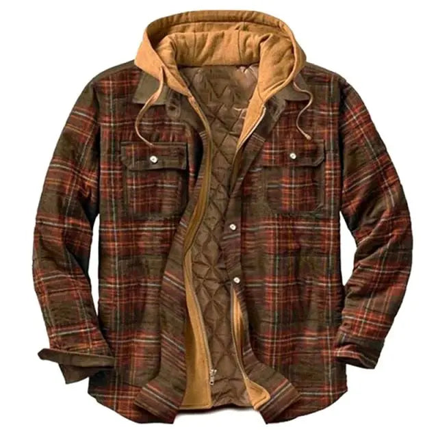 Plaid Long-sleeved Hooded Jacket - GLR SHOPPING