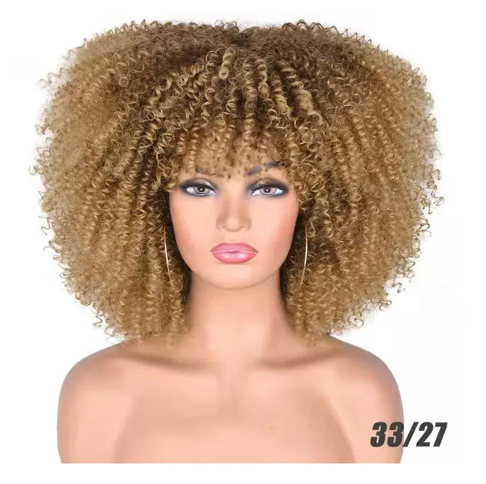 Curly Wig With Bangs - GLR SHOPPING
