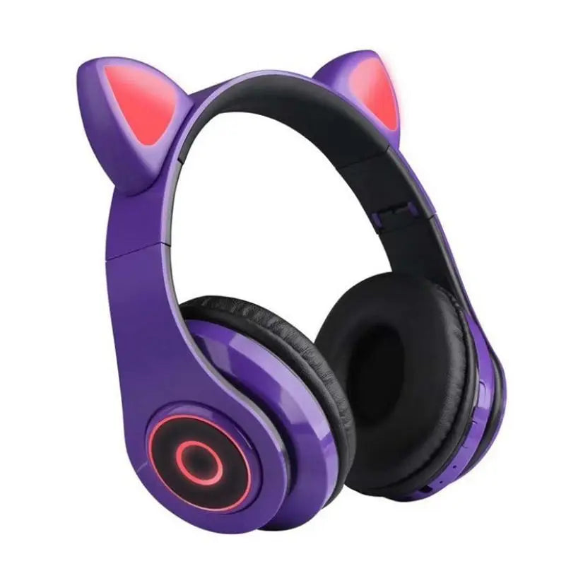 New Arrival LED Cat Ear Noise Cancelling Headphones Bluetooth 5.0 Young People Kids Headset Support TF Card 3.5mm Plug with Mic - GLR SHOPPING
