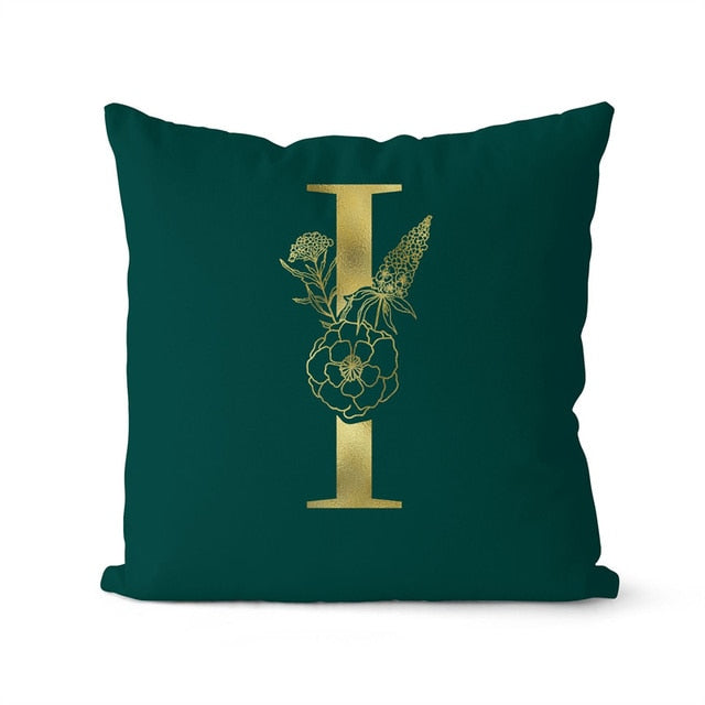 Green Pillowcase Gold Letters