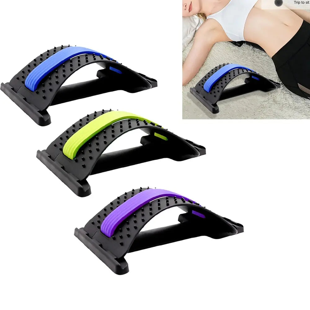 1pc Back Stretch Equipment Massager Massageador Magic Stretcher Fitness Lumbar Support Relaxation Spine Pain Relief random color - GLR SHOPPING