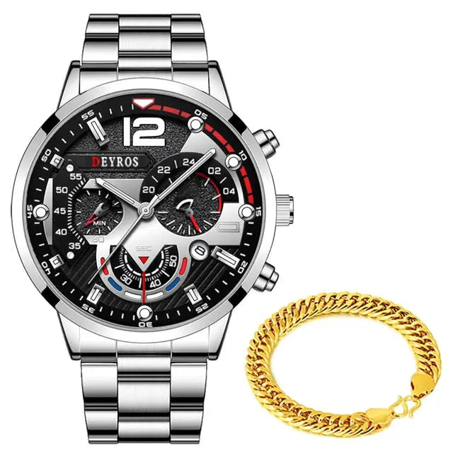 Luxury Mens Watches Male Gold Bracelet Stainless Steel Quartz Calendar Watch For Men Business Luminous Clock relogio masculino - GLR SHOPPING