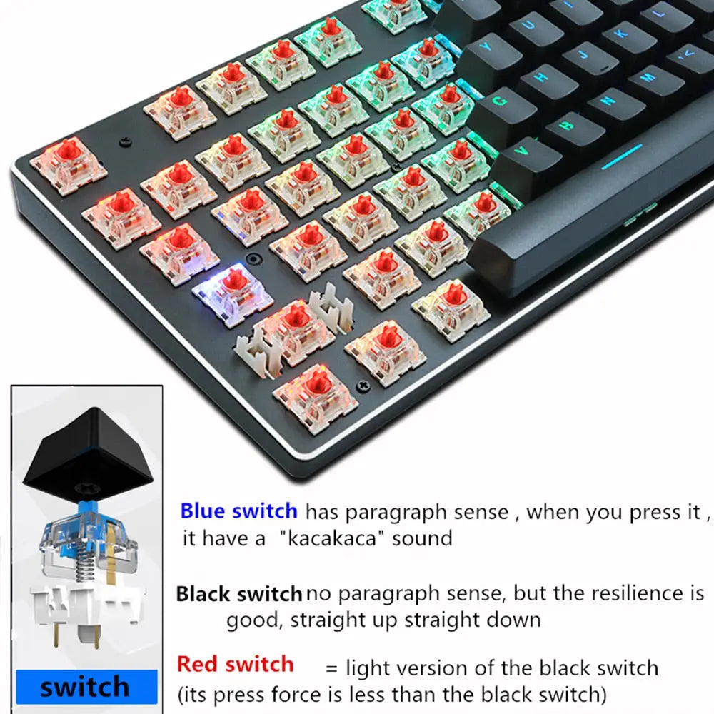 RGB Mix Backlit Wired Gaming Mechanical Keyboard - GLR SHOPPING