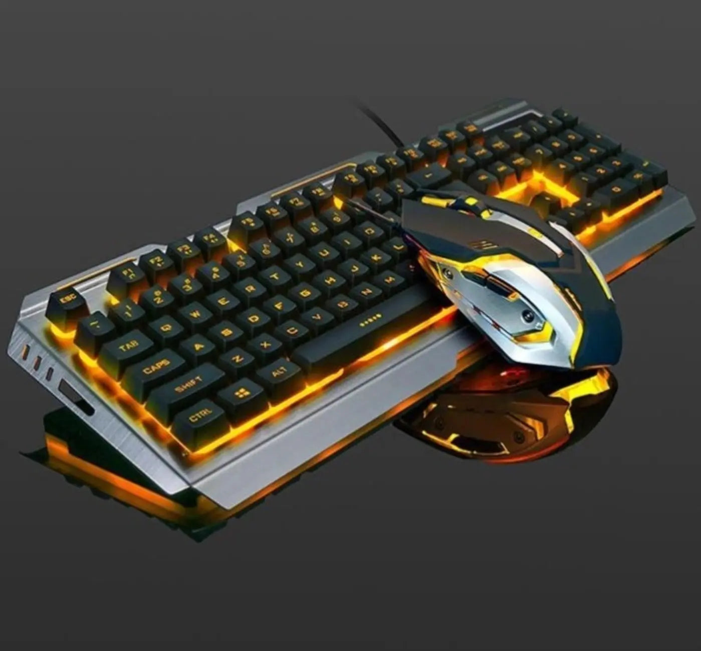 Ninja Dragons Tungsten Gold Metal Frame Gaming Keyboard and Mouse Set - GLR SHOPPING