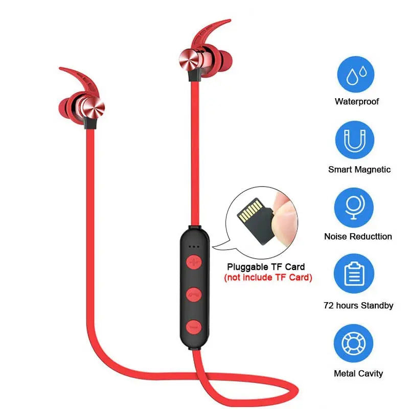 Sports Bluetooth Earphone Magnetic Wireless Headset Support TF - GLR SHOPPING