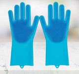 Pet Grooming Silicone Rubber Scrubber Cleaning Blue Color 2 in 1