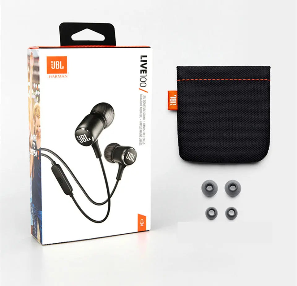 JBL LIVE100 3.5mm Wired Earphones Stereo Sound Line Control - GLR SHOPPING