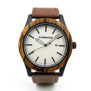 Inverness - Zebrawood & Brown Leather - GLR SHOPPING