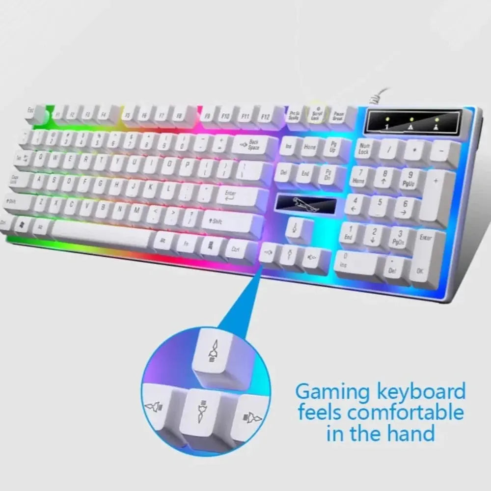 Ninja Dragons White Knight Gaming Keyboard and Mouse Set - GLR SHOPPING