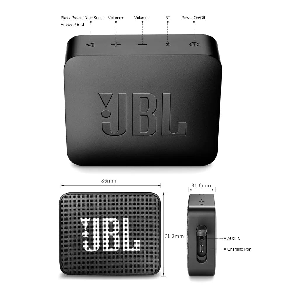 IPX7 Waterproof JBL GO 2 Wireless Bluetooth Speaker for Outdoor - GLR SHOPPING