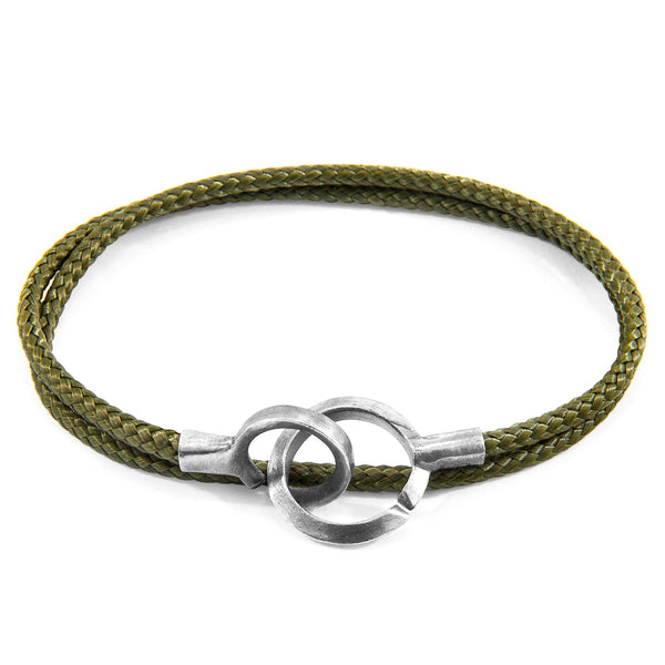 Khaki Green Montrose Silver and Rope Bracelet