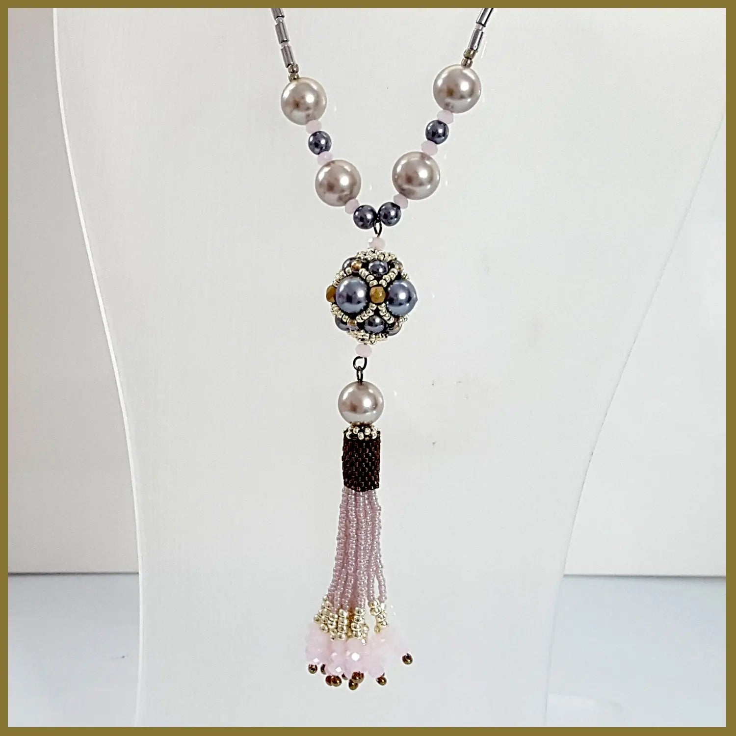 "NEW" Pink Beaded Tassel Haematite - GLR SHOPPING