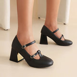 New Women's Vintage T-buckle Patent Leather Non-Slip High Heel