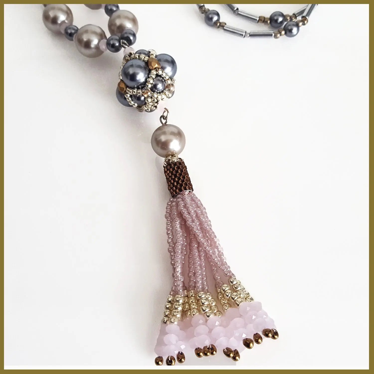 "NEW" Pink Beaded Tassel Haematite - GLR SHOPPING