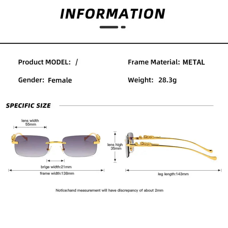 Vintage Rimless Square Sunglasses - GLR SHOPPING