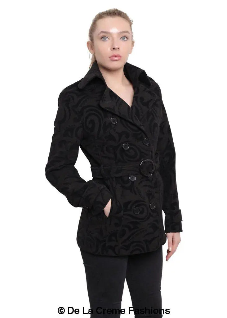 De La Creme - Womens Tribal Print Double Breasted Short Coat - GLR SHOPPING
