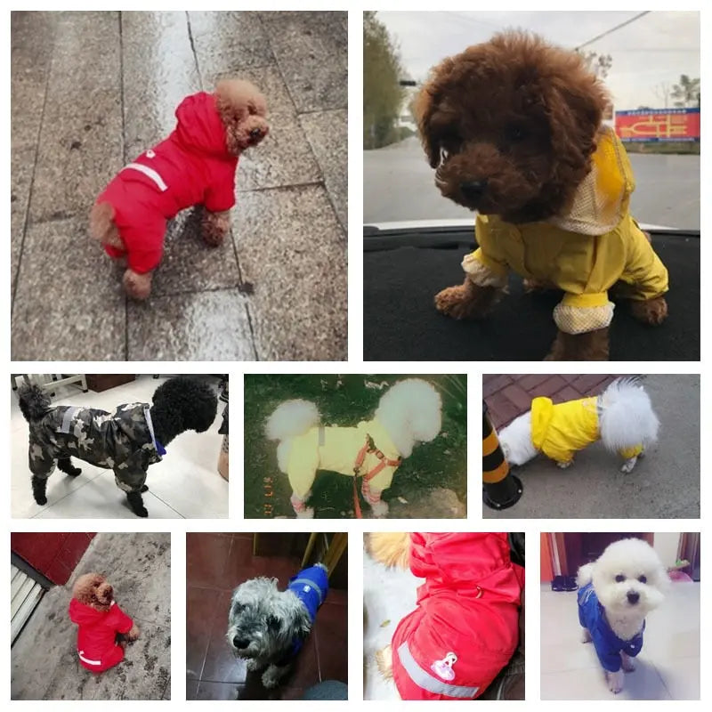 Dog Raincoat Puppy Rain Coat with Hood Reflective Waterproof Dog Clothes Soft Breathable Pet Cat Small Dog Rainwear XS - 2XL - GLR SHOPPING