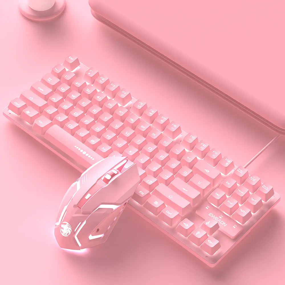Cute Pink Wired Keyboard and Mouse Set - GLR SHOPPING