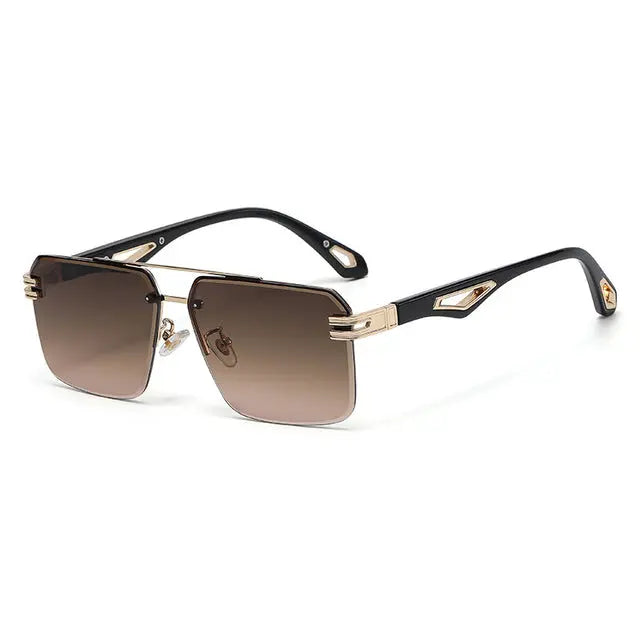 Oversized Rimless Rectangle Sunglasses - GLR SHOPPING