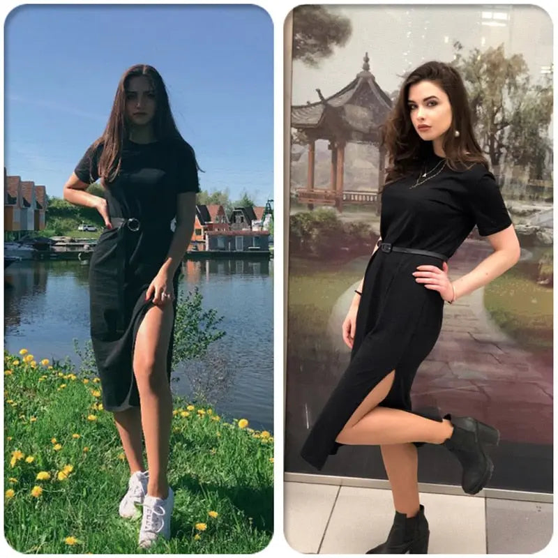 Black Split Long Dress - GLR SHOPPING